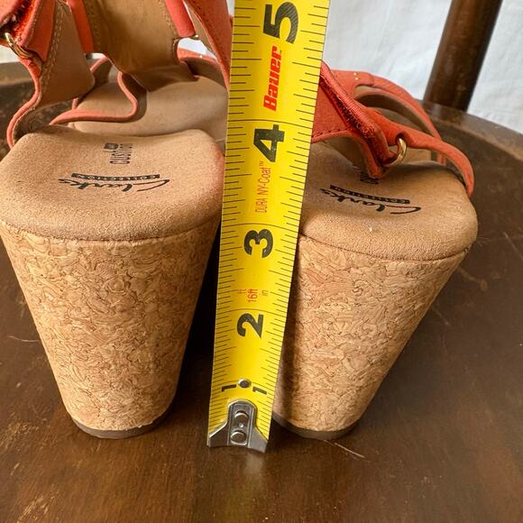 NEW CLARKS Annadel Orchid Wedge Cork Platform Sandals Womens Size 11 Coral - Picture 5 of 6